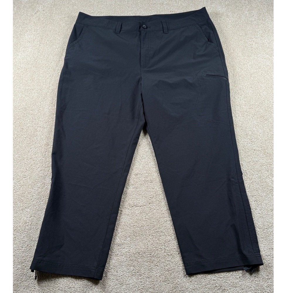 Eddie Bauer Women's‎ Black Cargo Capris Pants Size 14 Tie Ankle Outdoor